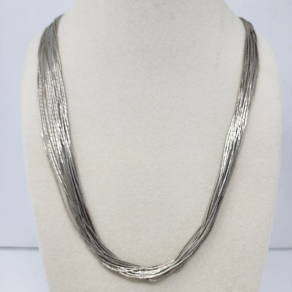 Sterling Silver Vintage Tube Beaded Layered Retro Necklace - Picture 2 of 7